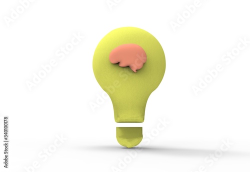 Light bulb with a brain symbols
