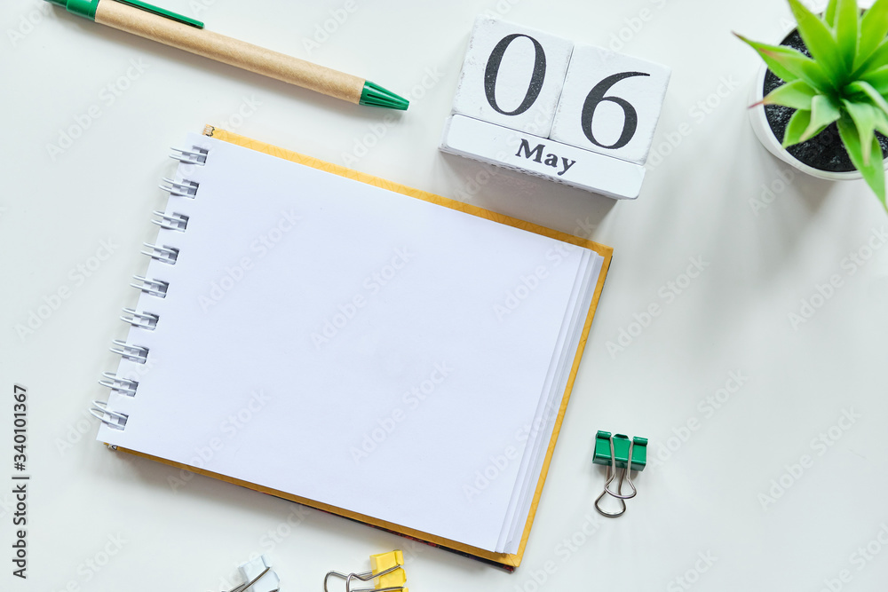 6 sixth May Month Calendar Concept on Wooden Blocks with copy space. 6 sixth May Month Calendar Concept on Wooden Blocks with copy space.