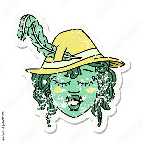 orc bard character  grunge sticker