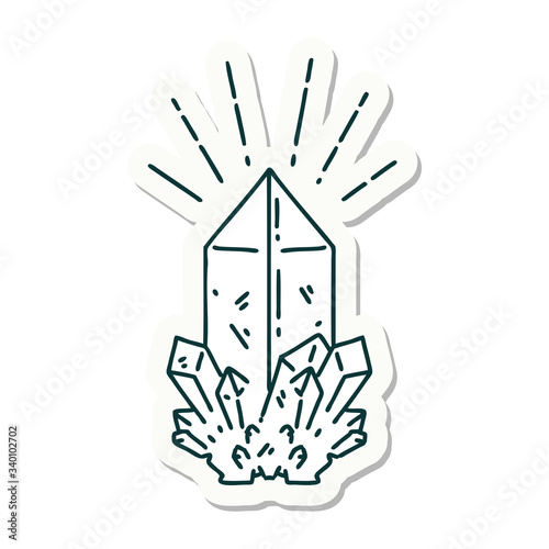 sticker of tattoo style quartz crystal