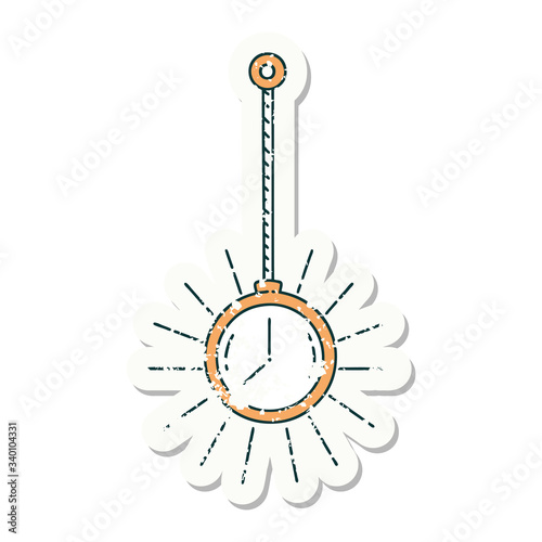 grunge sticker of tattoo style gold pocket watch