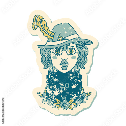 human bard with natural 20 dice roll illustration