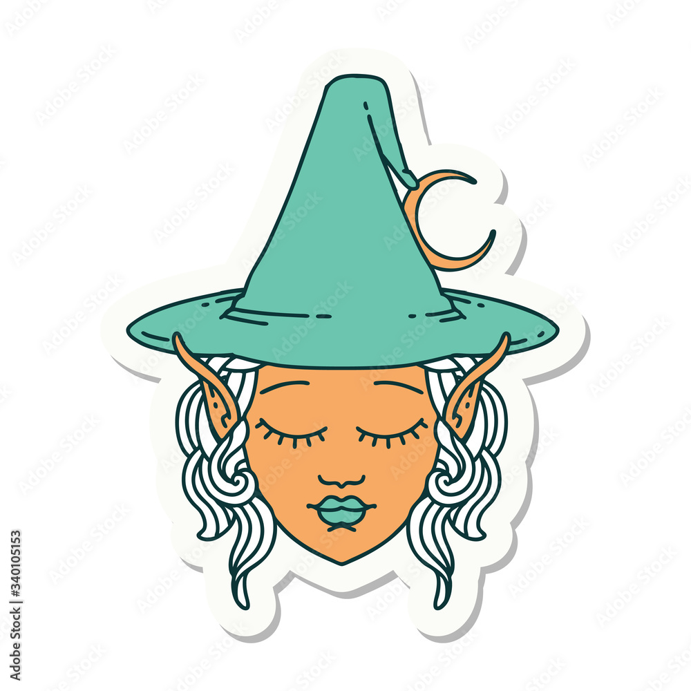 elf mage character face sticker elf mage character face sticker
