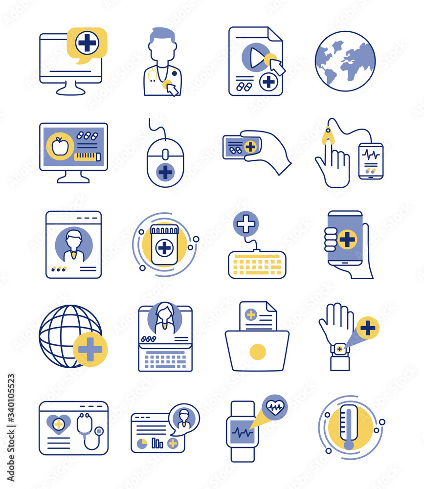 bundle of health online set icons bundle of health online set icons