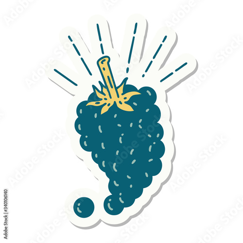 sticker of tattoo style bunch of grapes