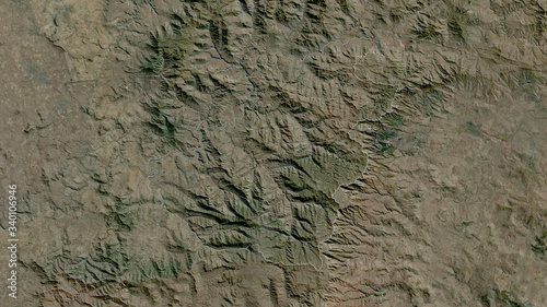 Quthing, Lesotho - outlined. Satellite photo