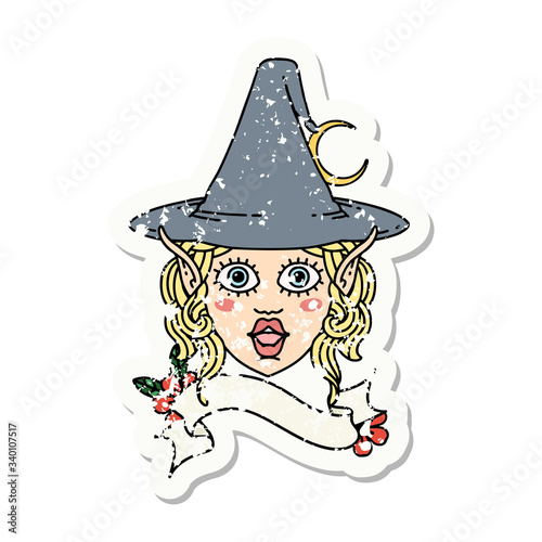 elf mage character face grunge sticker