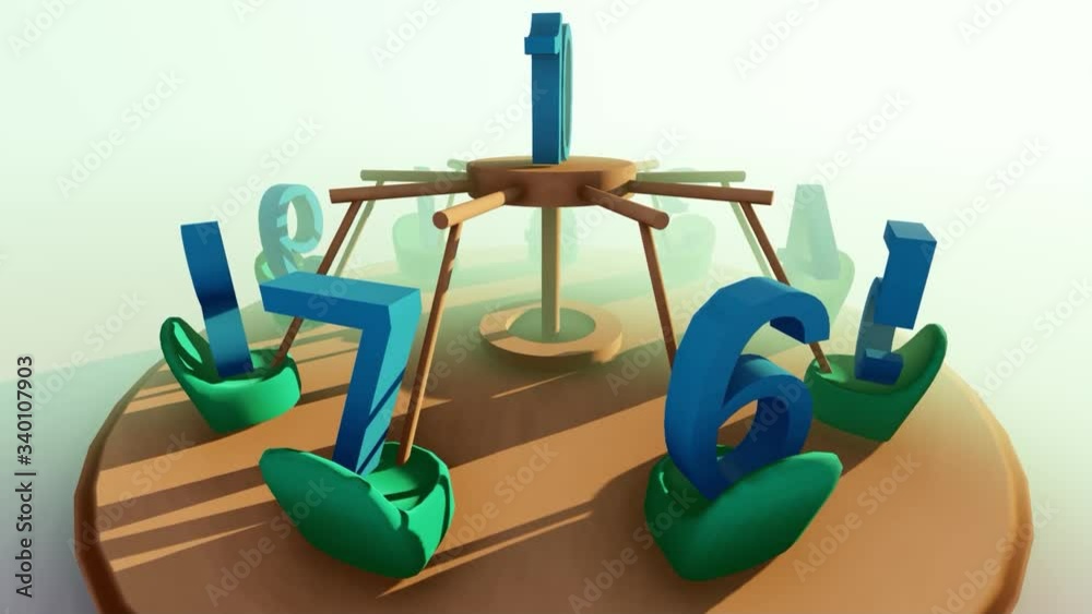 3D animation cartoon background for numbers one to ten in a rotating manner 3D animation cartoon background for numbers one to ten in a rotating manner