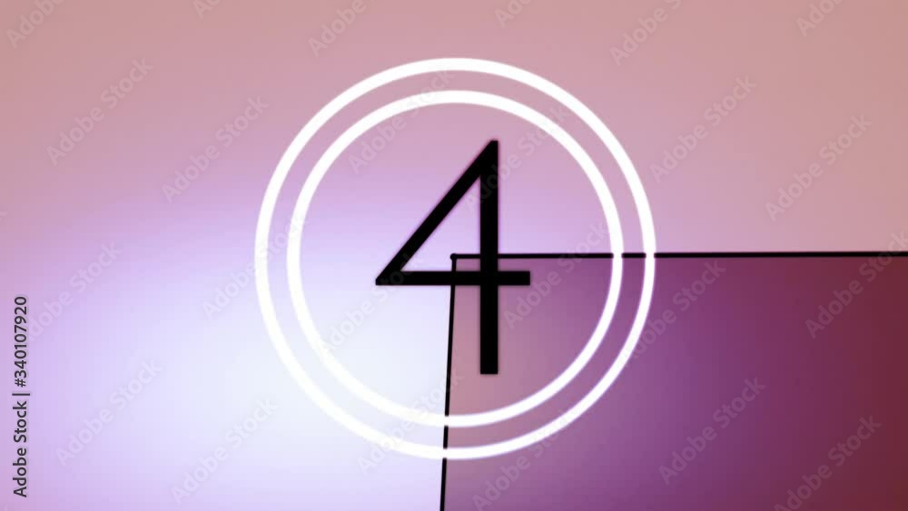 Old film countdown clock leader animation for vintage film effect