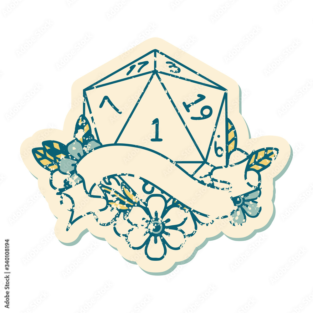 natural one d20 dice roll illustration