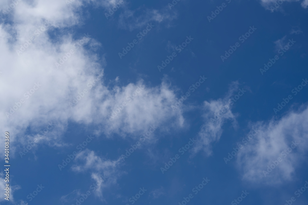 Puffy white clouds against a blue sky