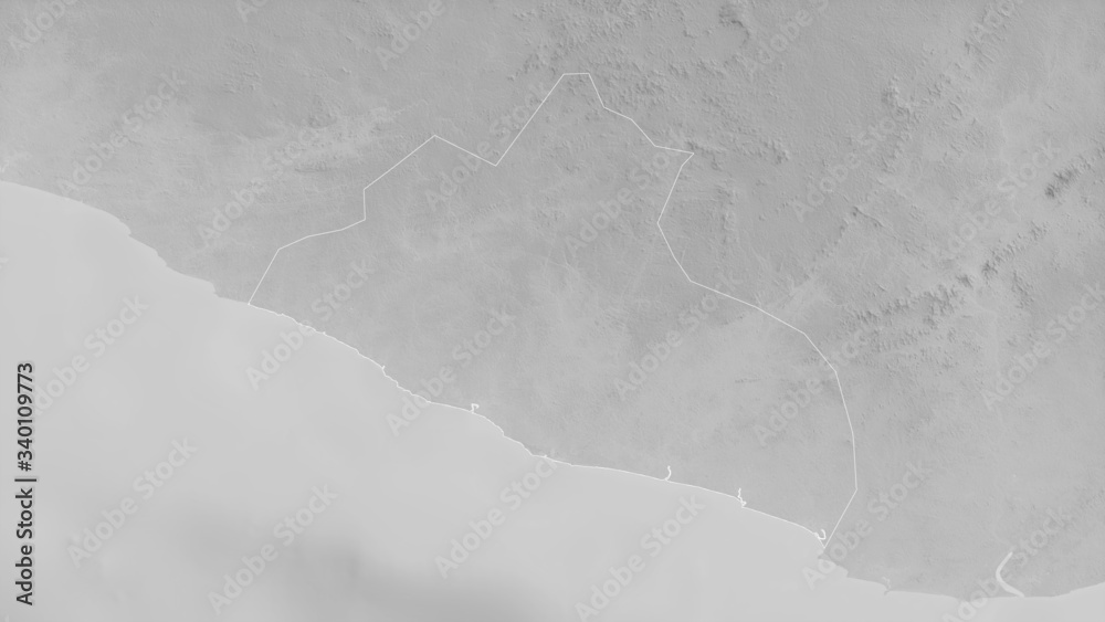 Naklejka premium Grand Kru, Liberia - outlined. Grayscale