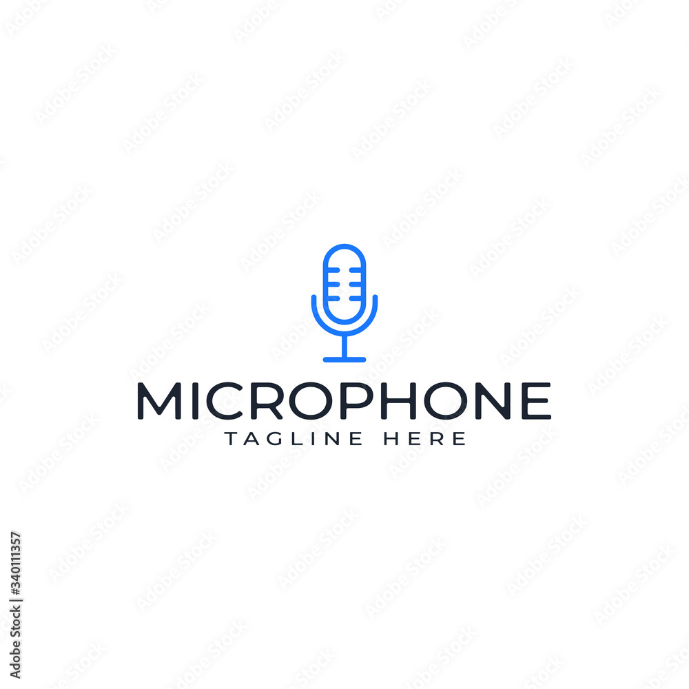 Design logo templates for your business, Modern and line style, Microphone vector or mic and glass