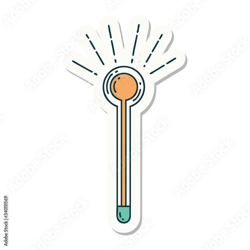 sticker of tattoo style glass thermometer