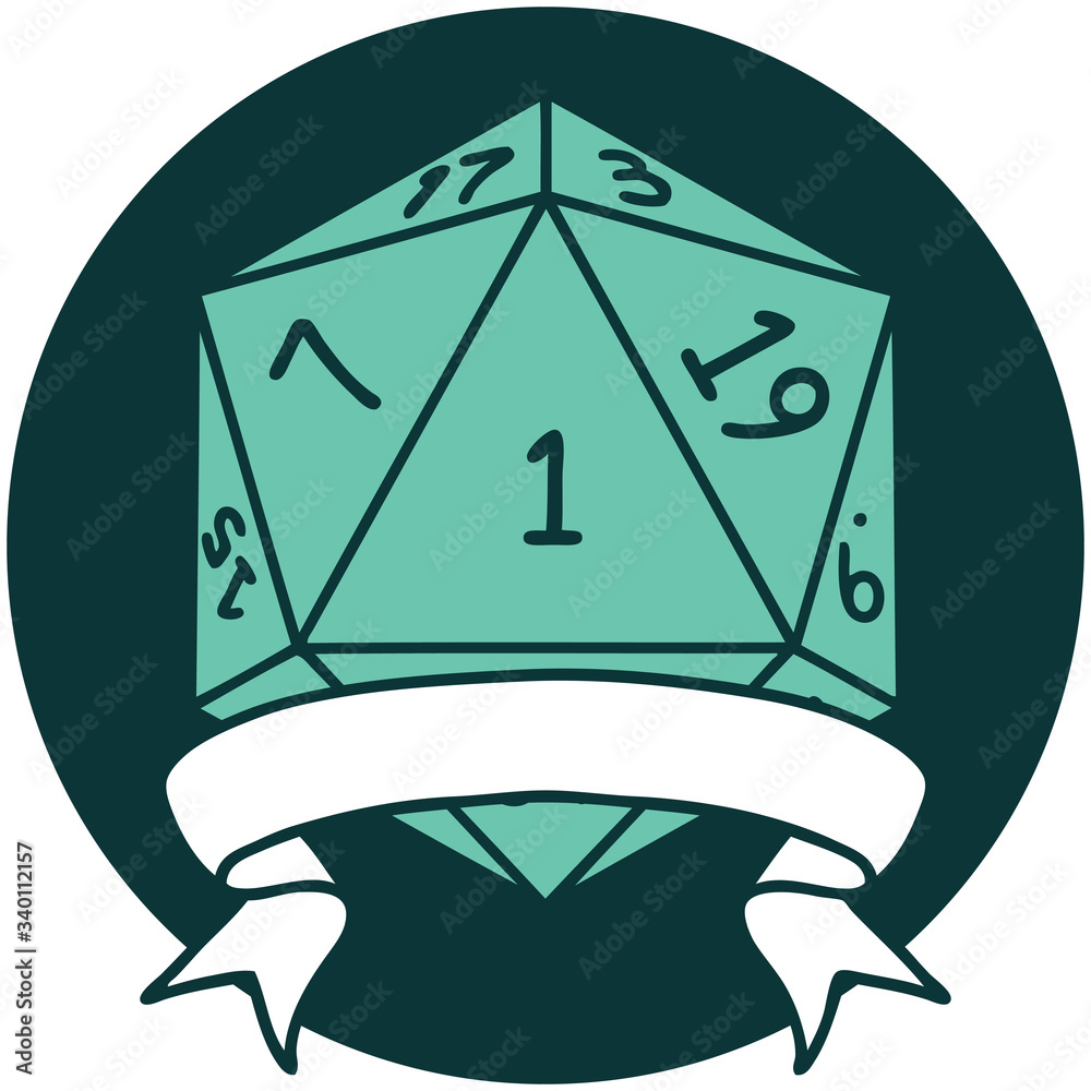 natural one d20 dice roll icon natural one d20 dice roll icon