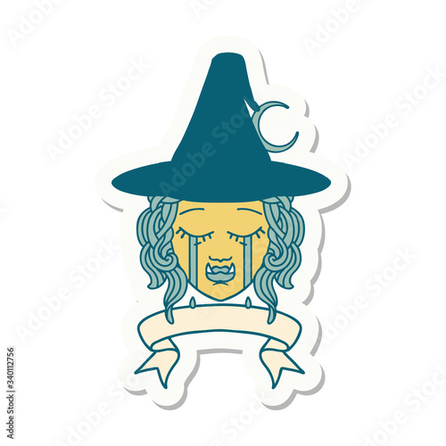 crying half orc witch character face sticker © lineartestpilot