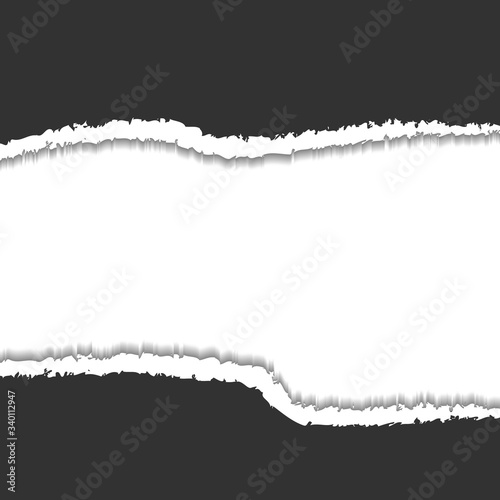 Torn ragged black paper edges. Vector illustration