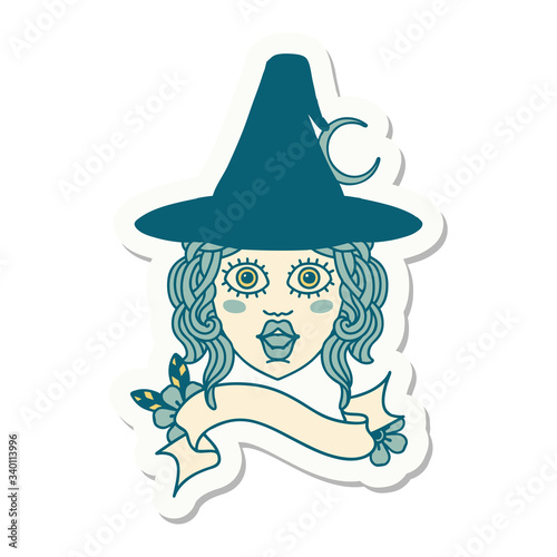 human witch character face sticker