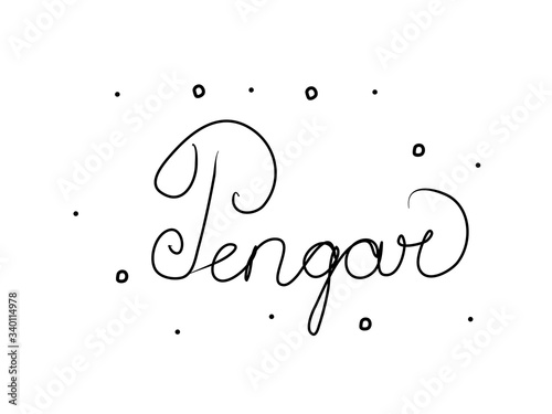 Pengar phrase handwritten with a calligraphy brush. Money in swedish. Modern brush calligraphy. Isolated word black