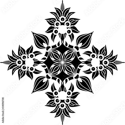 Simple Mandalas for coloring book.Vector Beautiful Mandala.vector illustration. Black color mandala on white isolated background.