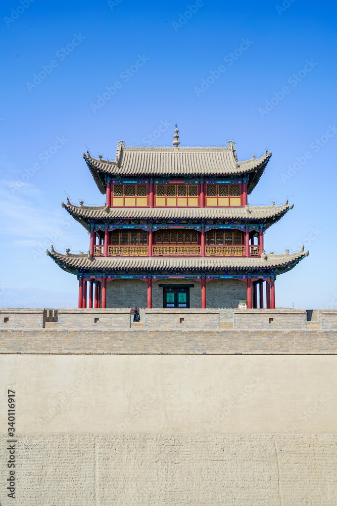 The majestic Jiayuguan City watchtower in Gansu Province, China. The majestic Jiayuguan City watchtower in Gansu Province, China.
