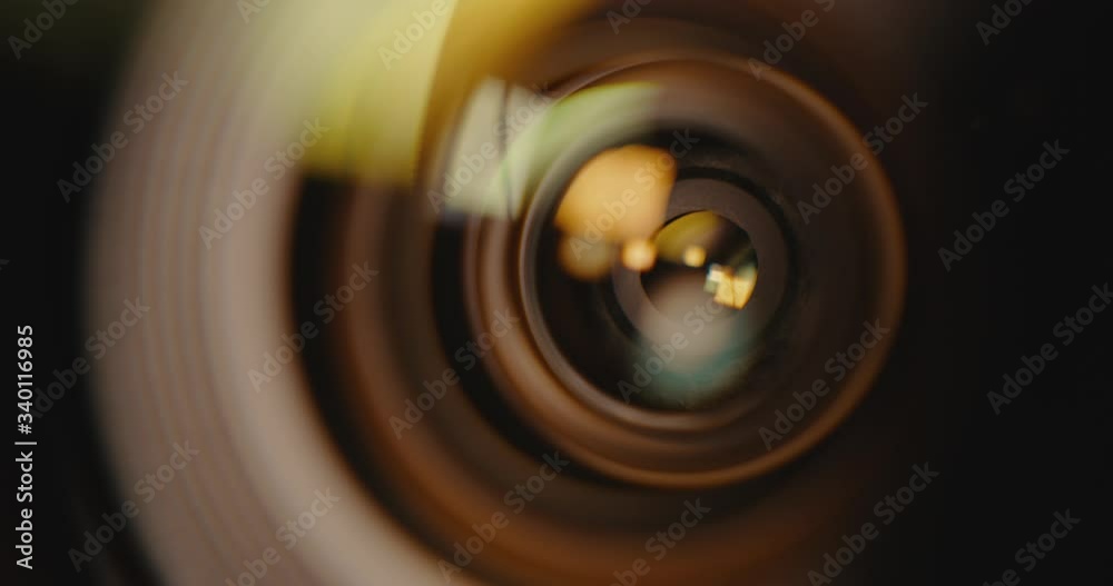 Macro close up of light entering camera lens