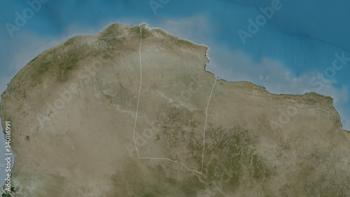 Darnah, Libya - outlined. Satellite photo