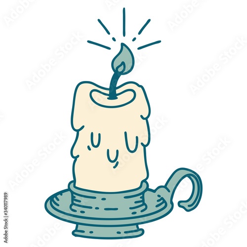 traditional tattoo style spooky melting candle