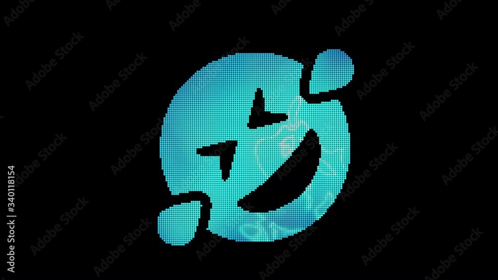 The symbol grin squint tears is assembled from small balls. Then it shimmers with blue. It crumbles and disappears. In - Out loop. Alpha channel Premultiplied - Matted with color black The symbol grin squint tears is assembled from small balls. Then it shimmers with blue. It crumbles and disappears. In - Out loop. Alpha channel Premultiplied - Matted with color black