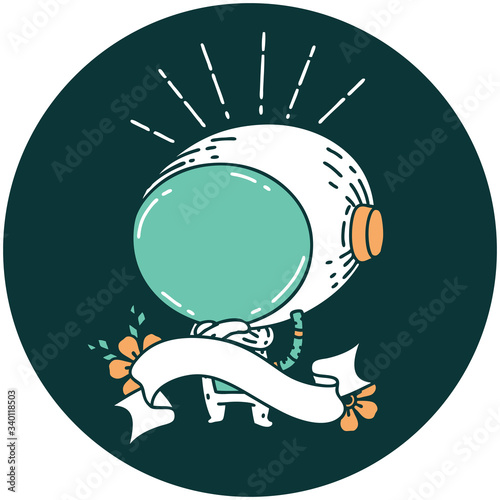 icon of tattoo style astronaut