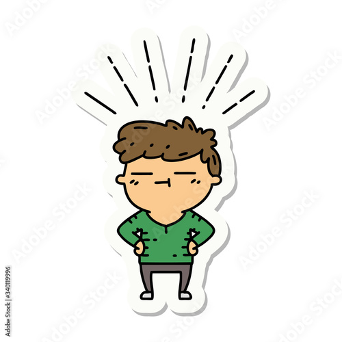 sticker of tattoo style happy man