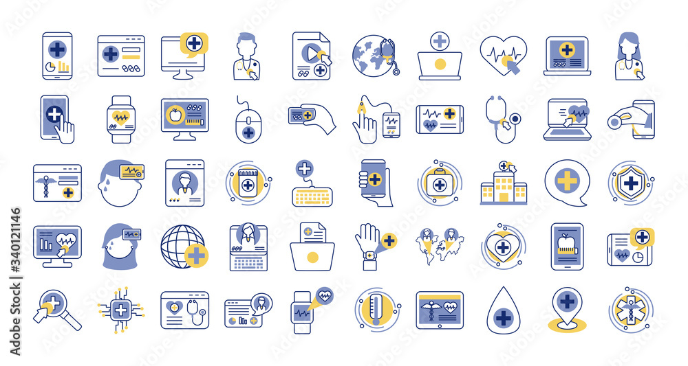 bundle of health online set icons bundle of health online set icons