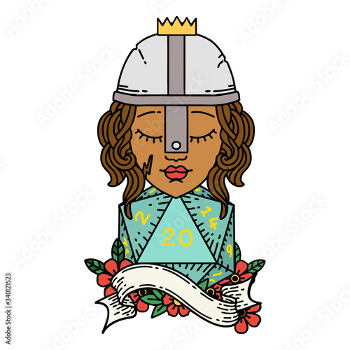 human fighter with natural twenty dice roll illustration