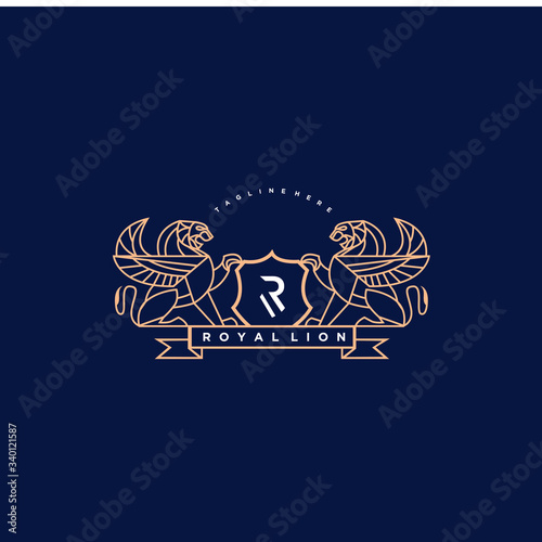 heraldic, luxury, lion logo. modern icon, template design illustration