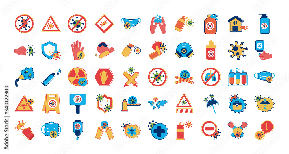 bundle of stop covid19 icons bundle of stop covid19 icons