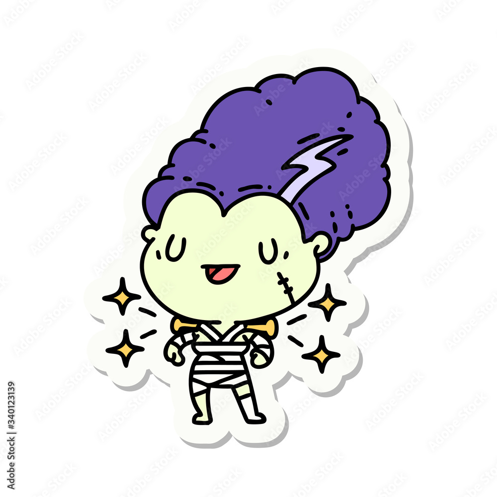 sticker of tattoo style undead zombie bride character sticker of tattoo style undead zombie bride character