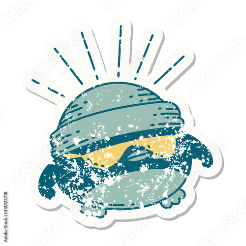 grunge sticker of tattoo style cool robin