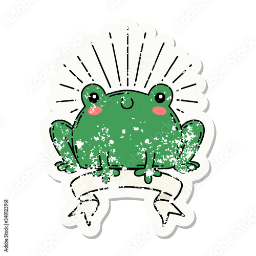 Slika na platnu grunge sticker of tattoo style happy frog