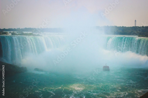 Niagara Falls Horseshoe waterfall on a sunny day, Canadian side