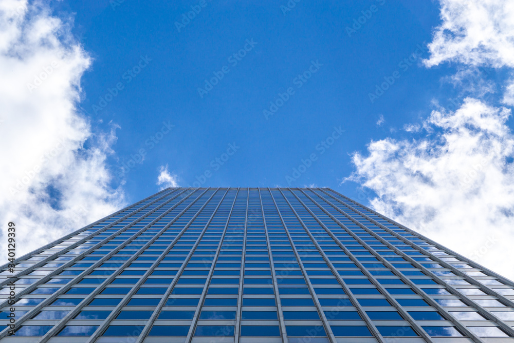 Building with square pattern under blue sky Building with square pattern under blue sky