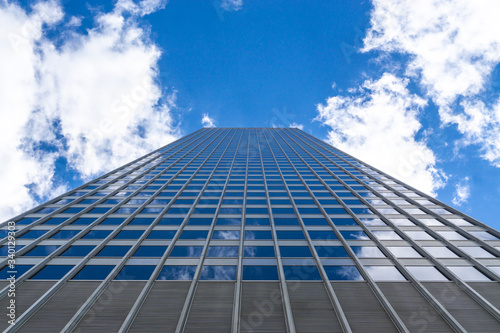 Building with square pattern under blue sky