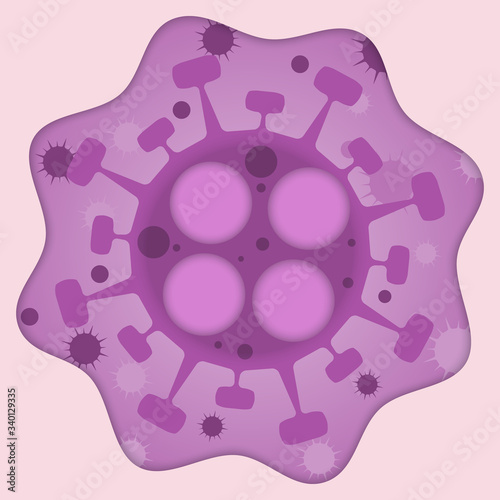 Coronavirus Covid 19. Virus icon. Purple virus flat design illustration. Vector