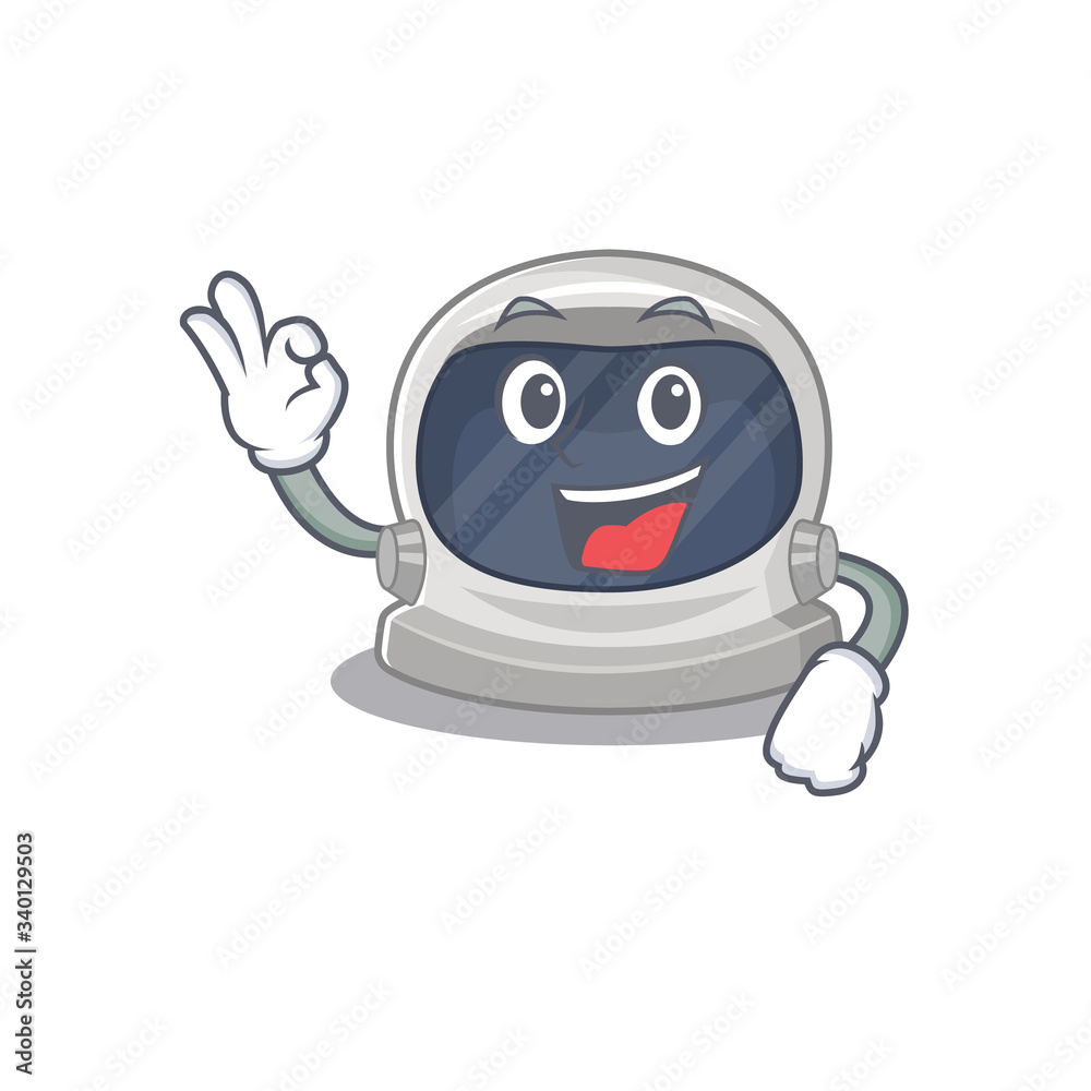 Astronaut helmet mascot design style with an Okay gesture finger Astronaut helmet mascot design style with an Okay gesture finger