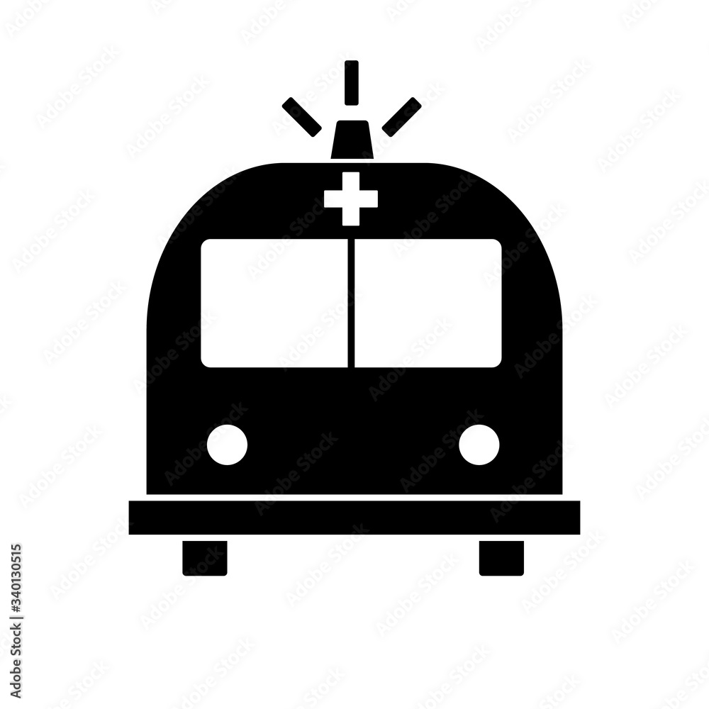 Front of simple shape ambulance, vector illustration Front of simple shape ambulance, vector illustration