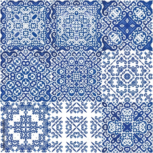 Decorative color ceramic azulejo tiles.