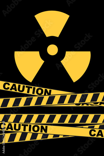 Radioactive warning poster, vector illustration