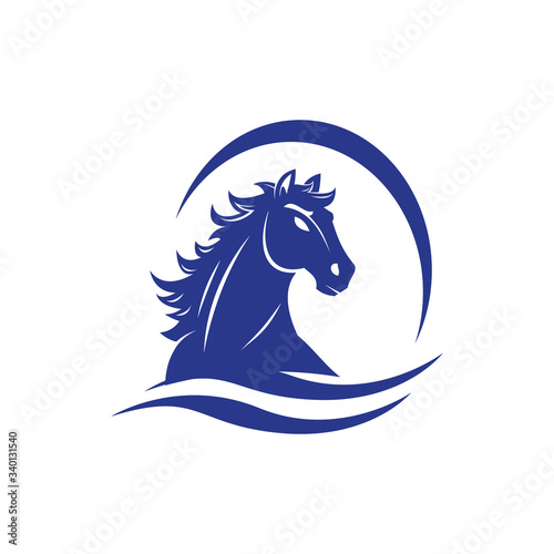 blue horse head Logo design pride and beauty sign symbol Vector illustration