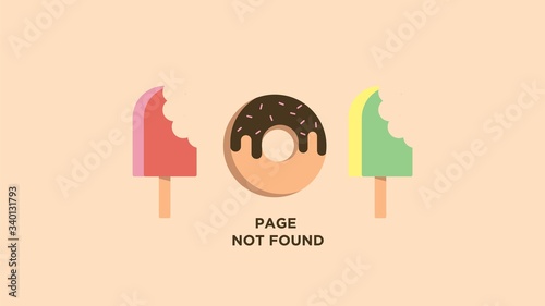 Ice Cream and Donuts 404 Error Warning Page for Website Development 4K size Background