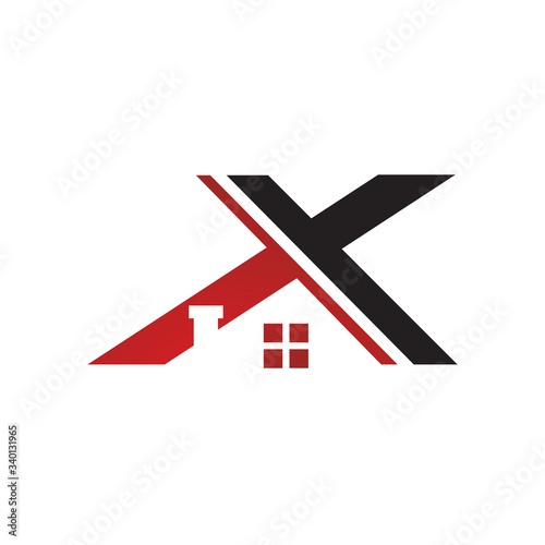 letter X logo the combination of modern roof and initial x vector creative company icon design illustration