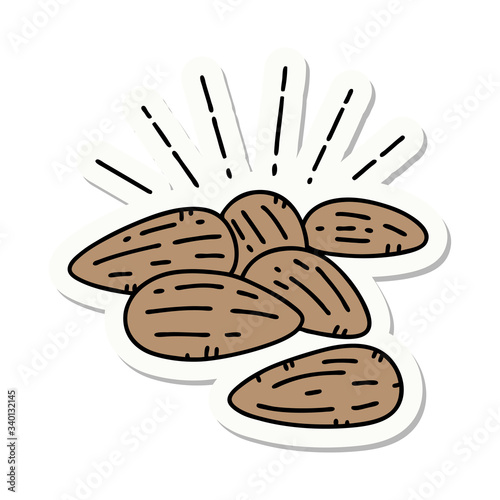 sticker of tattoo style almonds